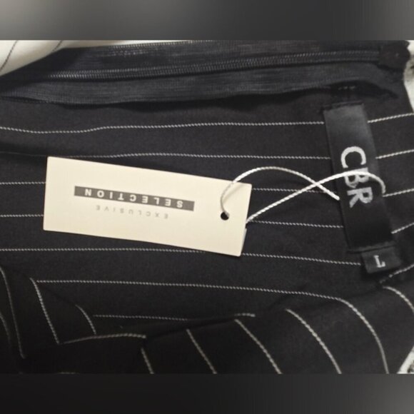 CBR Turn Down Neck Long Sleeve Buttons Striped Patchwork Bodycon Dress ~ NWT - Picture 12 of 16